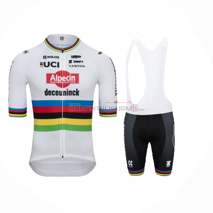 2024 Abbigliamento Ciclismo Alpecin Deceuninck Bianco Manica Corta e Salopette